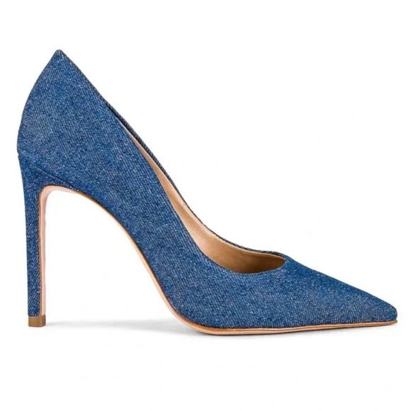 NWT Schutz Lou Blue Denim Pointed Toe High Heel Pump Size 8.5 - Picture 1 of 12